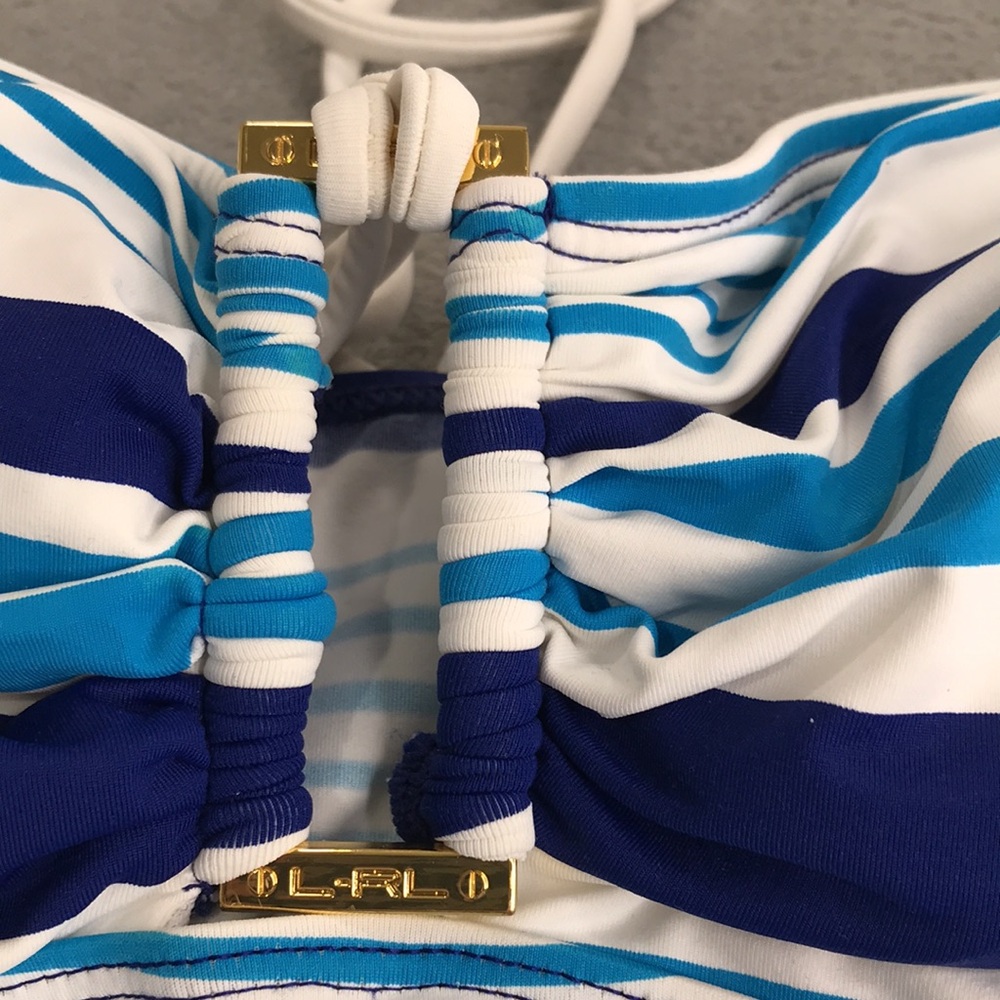 Lauren Ralph Lauren Blue Striped Halter Tankini 2 Piece Set 14/16 New - Picture 9 of 12